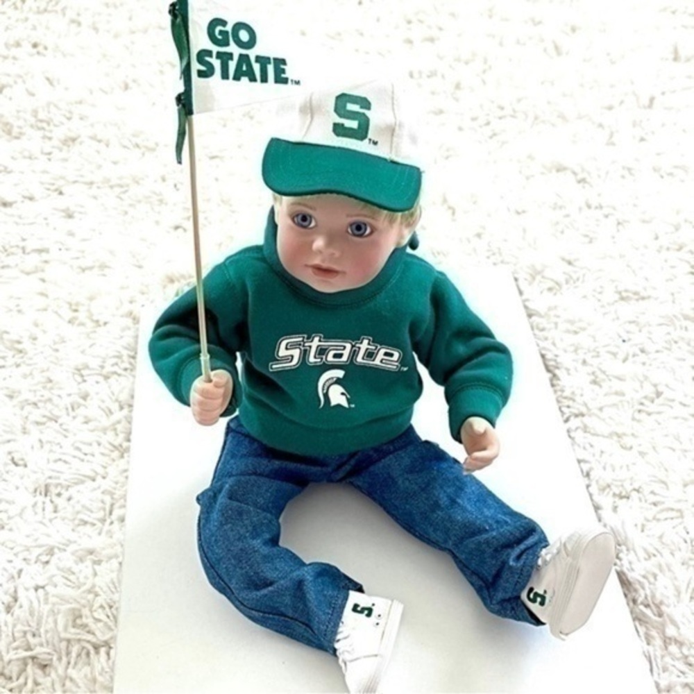 💚MSU💚Cheerleader Boy Porcelain Doll!